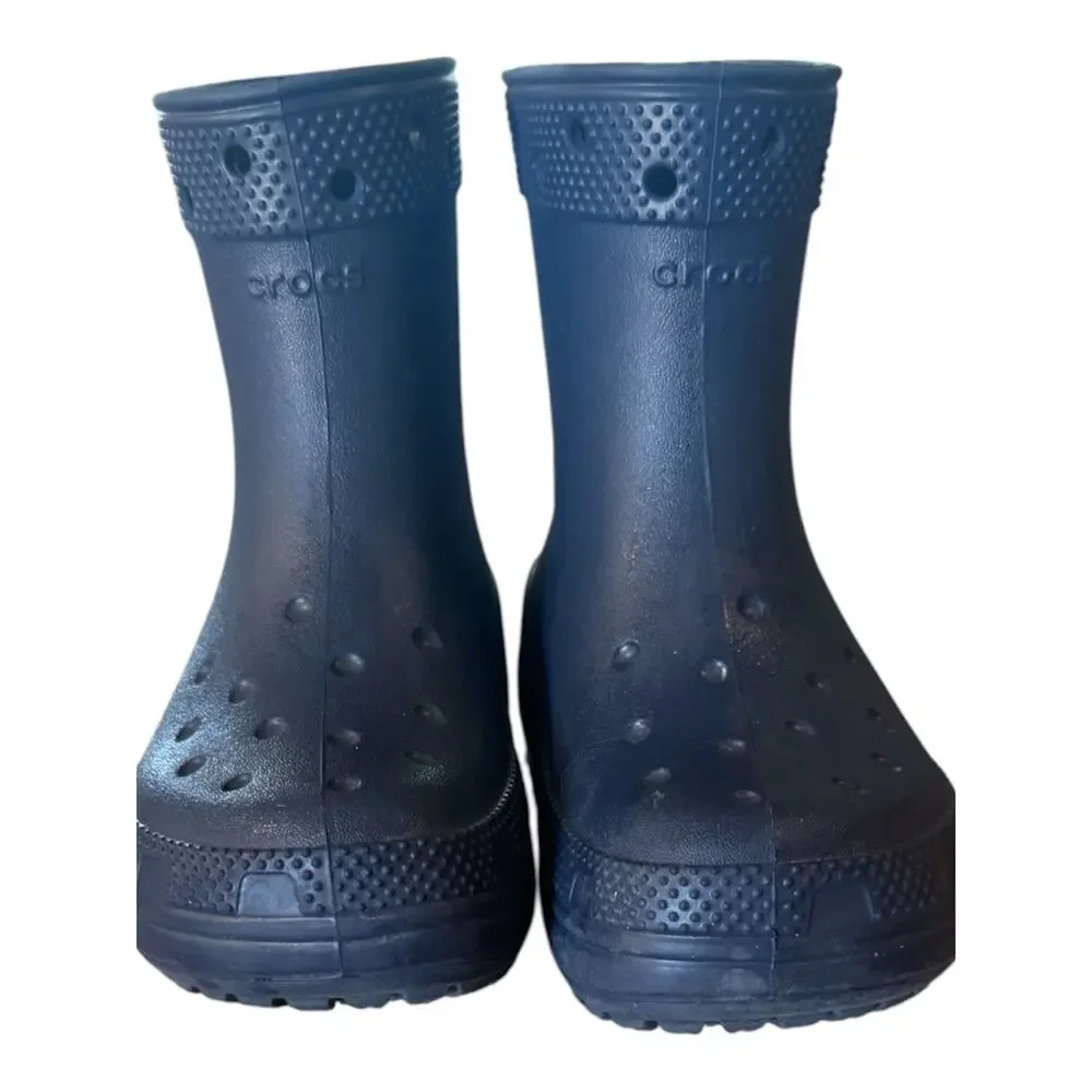 Crocs Unisex-Child Classic Rain Boots Navy Blue Youth Size 12 Waterproof
